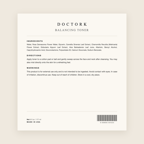 Doctork Balancing Toner ingredients
