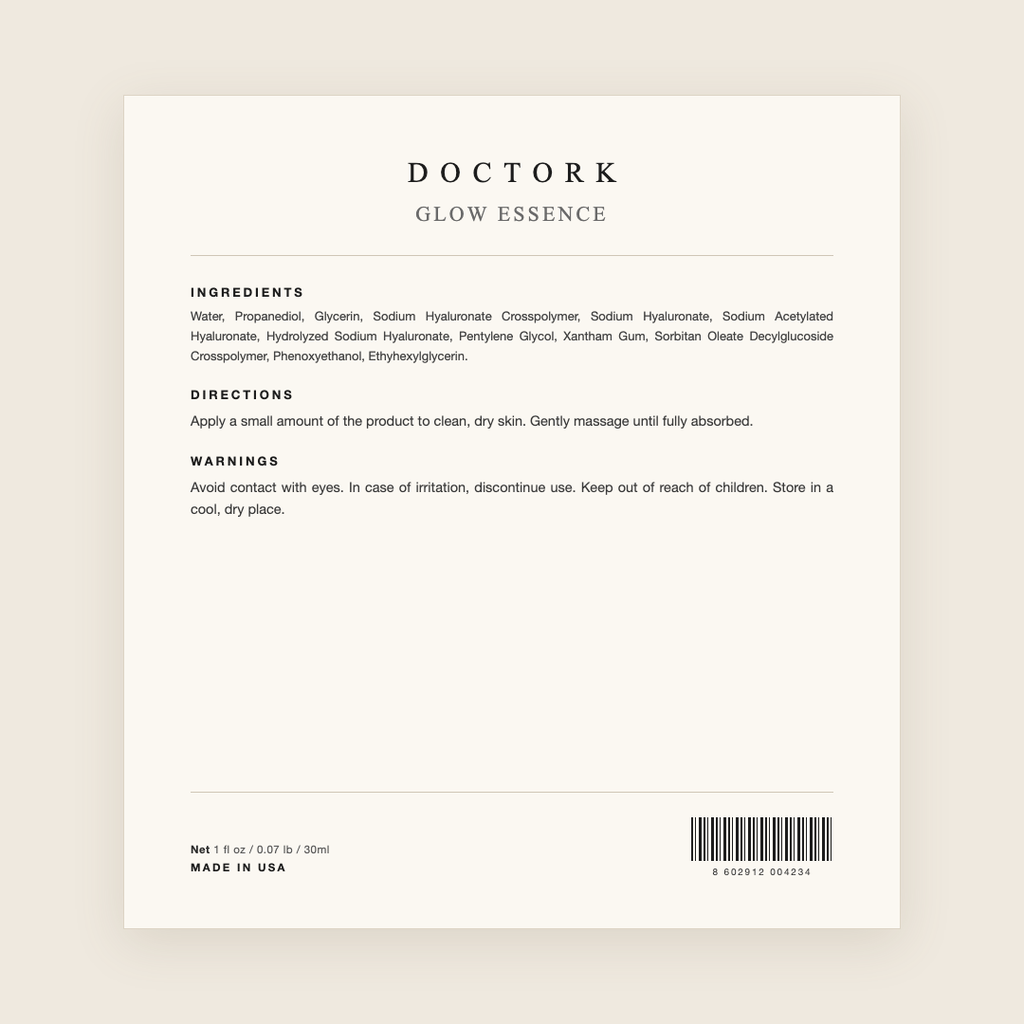 Doctork Glow Essence ingredients