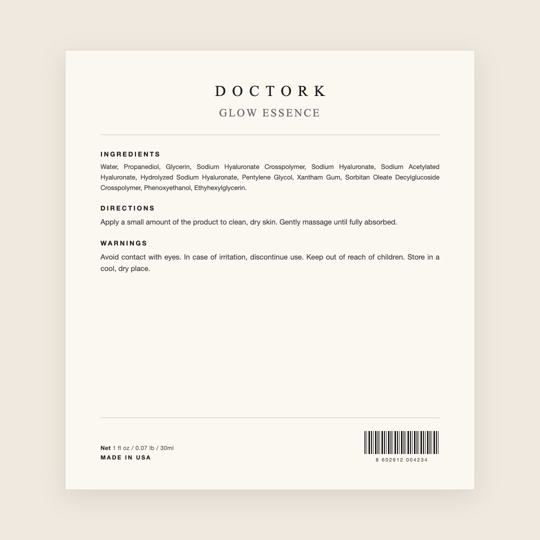 Doctork Glow Essence ingredients