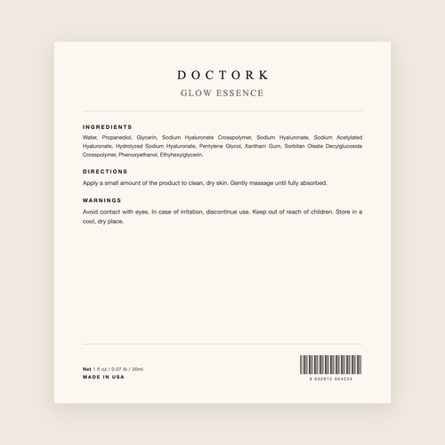 Doctork Glow Essence ingredients