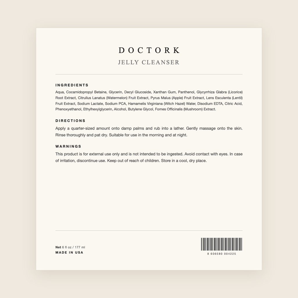 Doctork Jelly Cleanser ingredients