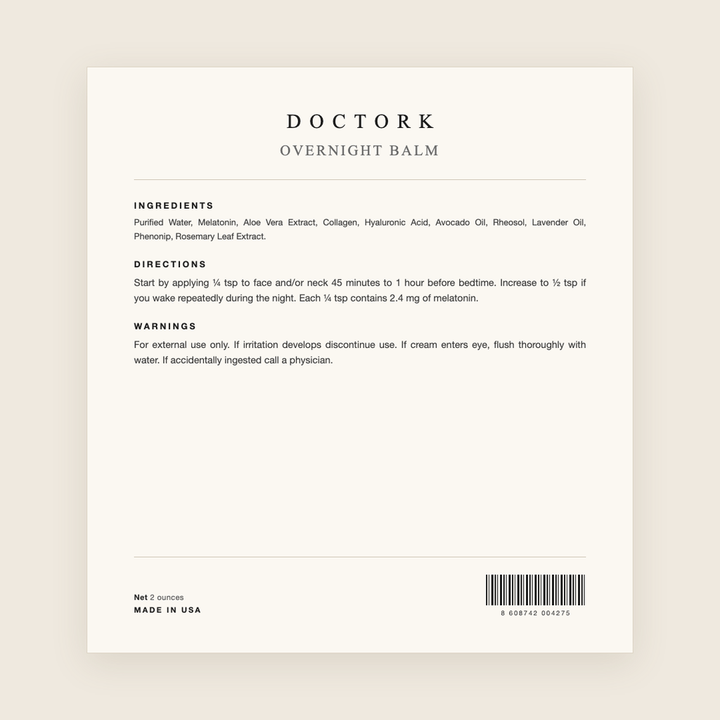Doctork Overnight Balm ingredients